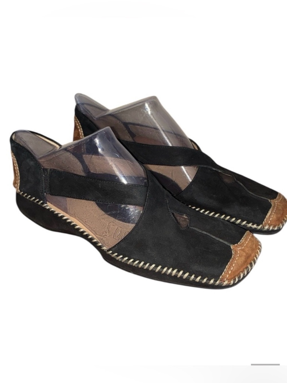 Nurture by Lamaze Loafers Women's 9M,  Black + Brown Suede leather Slip-On. EUC